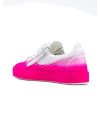 fuchsia Leder niedrige Sneakers von Giuseppe Zanotti Design