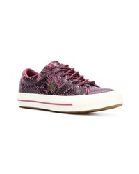 fuchsia Leder niedrige Sneakers von Converse