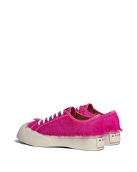 fuchsia Leder niedrige Sneakers von Marni