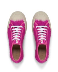 fuchsia Leder niedrige Sneakers von Marni