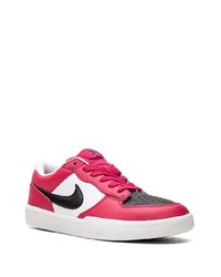 fuchsia Leder niedrige Sneakers von Nike