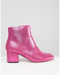 fuchsia Leder Stiefeletten von Asos