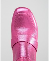 fuchsia Leder Stiefeletten von Asos