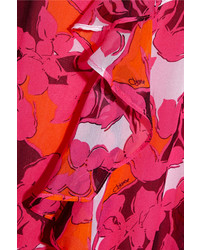 fuchsia Maxikleid mit Blumenmuster von Diane von Furstenberg