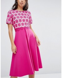 fuchsia Midikleid aus Spitze von Asos