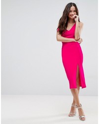 fuchsia Midikleid mit Rüschen von Asos