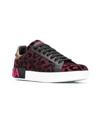 fuchsia niedrige Sneakers mit Leopardenmuster von Dolce & Gabbana