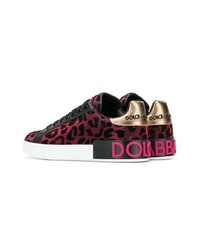 fuchsia niedrige Sneakers mit Leopardenmuster von Dolce & Gabbana