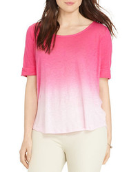 fuchsia T-Shirt mit einem Rundhalsausschnitt mit Farbverlauf