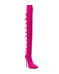 fuchsia Overknee Stiefel aus Wildleder von Casadei