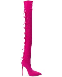 fuchsia Overknee Stiefel aus Wildleder von Casadei