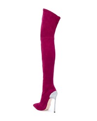 fuchsia Overknee Stiefel aus Wildleder von Casadei