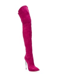 fuchsia Overknee Stiefel aus Wildleder von Casadei