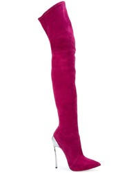 fuchsia Overknee Stiefel aus Wildleder von Casadei