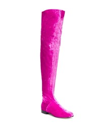 fuchsia Overknee Stiefel aus Wildleder von Alberta Ferretti