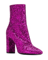 fuchsia Pailletten Stiefeletten von Saint Laurent