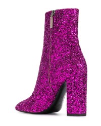 fuchsia Pailletten Stiefeletten von Saint Laurent