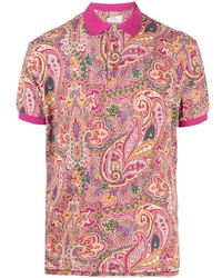 fuchsia Polohemd mit Paisley-Muster