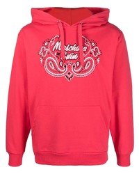 fuchsia Pullover mit einem Kapuze mit Paisley-Muster