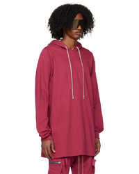 fuchsia Pullover mit einem Kapuze von Rick Owens