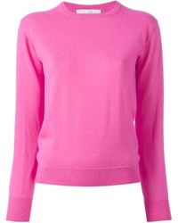 fuchsia Pullover mit einem Rundhalsausschnitt