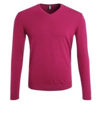 fuchsia Pullover mit einem V-Ausschnitt von Benetton