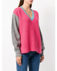 fuchsia Pullover mit einem V-Ausschnitt von Cruciani