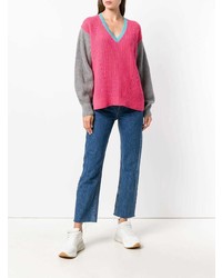 fuchsia Pullover mit einem V-Ausschnitt von Cruciani