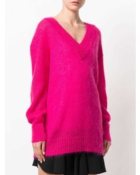 fuchsia Pullover mit einem V-Ausschnitt von Temperley London