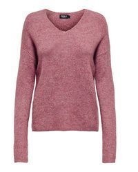 fuchsia Pullover mit einem V-Ausschnitt von Only