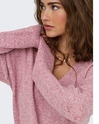 fuchsia Pullover mit einem V-Ausschnitt von Only