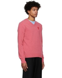 fuchsia Pullover mit einem V-Ausschnitt von Comme Des Garcons Play