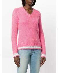 fuchsia Pullover mit einem V-Ausschnitt von MSGM