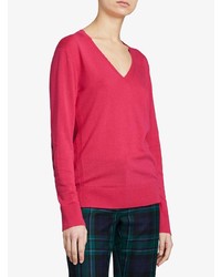 fuchsia Pullover mit einem V-Ausschnitt von Burberry