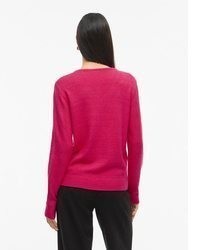 fuchsia Pullover mit einem V-Ausschnitt von Vila