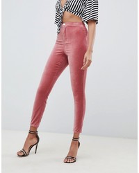 fuchsia enge Jeans aus Samt