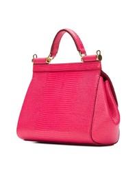 fuchsia Satchel-Tasche aus Leder von Dolce & Gabbana