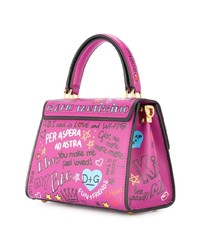 fuchsia Satchel-Tasche aus Leder von Dolce & Gabbana