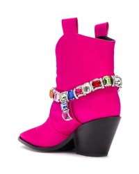 fuchsia Satin Stiefeletten von Casadei