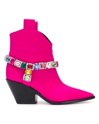 fuchsia Satin Stiefeletten von Casadei