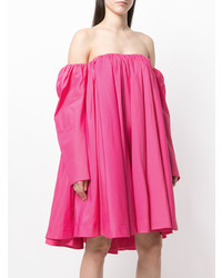fuchsia schulterfreies Kleid mit Rüschen von Calvin Klein 205W39nyc