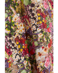 fuchsia Seide Trägershirt mit Blumenmuster von Equipment