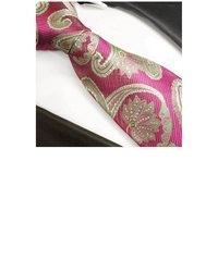fuchsia Seidekrawatte mit Paisley-Muster von Paul Malone