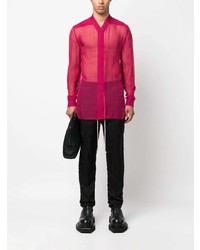 fuchsia Seidelangarmhemd von Rick Owens