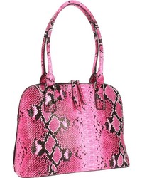 fuchsia Shopper Tasche aus Leder mit Schlangenmuster von EMILY & NOAH