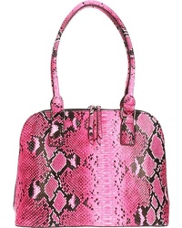 fuchsia Shopper Tasche aus Leder mit Schlangenmuster von EMILY & NOAH