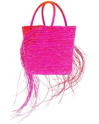 fuchsia Shopper Tasche aus Stroh von SENSI STUDIO