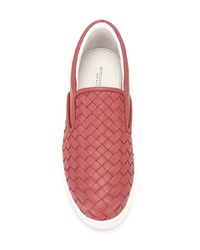 fuchsia Slip-On Sneakers aus Leder von Bottega Veneta