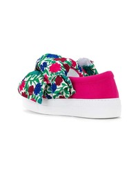 fuchsia Slip-On Sneakers aus Segeltuch mit Blumenmuster von Joshua Sanders