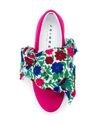 fuchsia Slip-On Sneakers aus Segeltuch mit Blumenmuster von Joshua Sanders